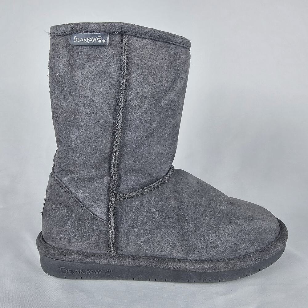 Bearpaw Emma Short Suede Winter Boots Gray Women’s Size 7 Sheepskin Lined - Picture 7 of 16